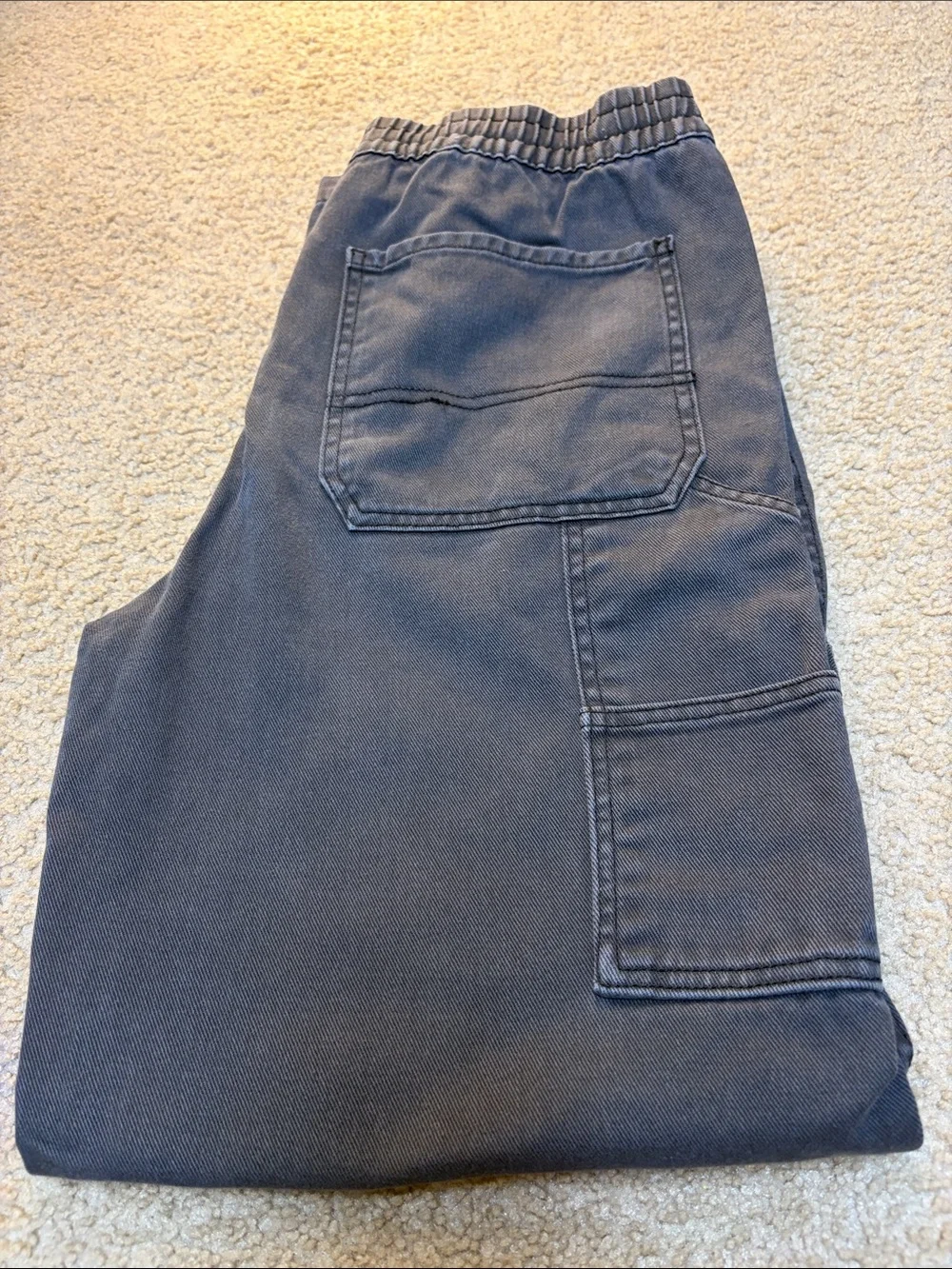 RSQ Dark Gray Straight Drawstring Elastic-Waist Carpenter Pants